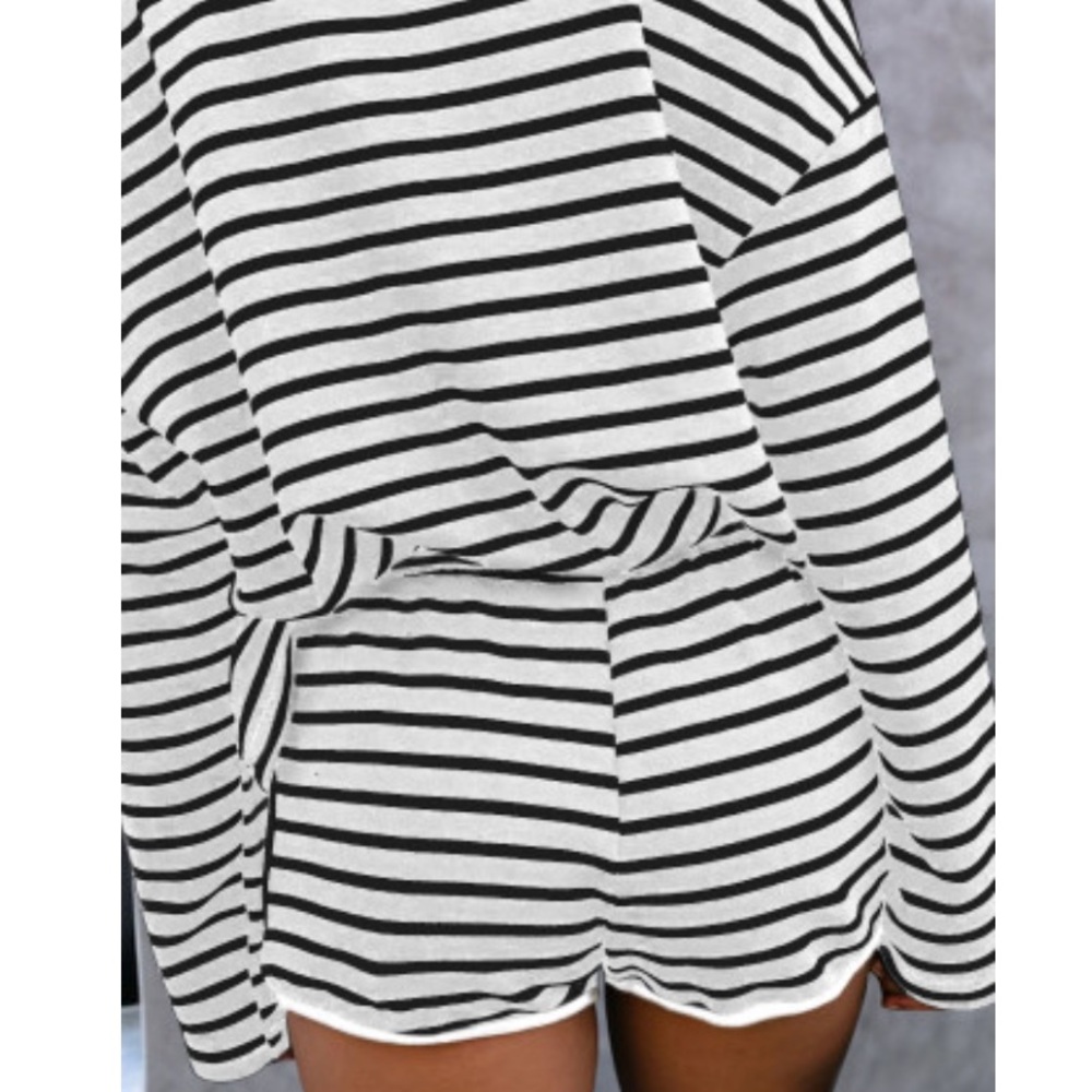 Navy Striped long sleeve lounge set, soft & comfy! - Picture 5 of 11